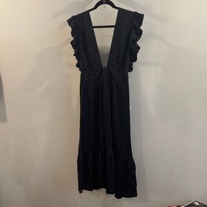 Stillwater size L Elegant Black Ruffle Dress with slit